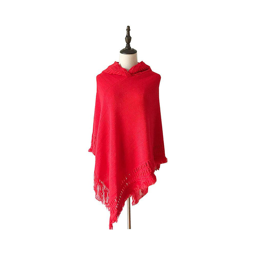 (Bright ) Women Scarf Shawl 2022 Autumn And Winter Knitted Warm Red