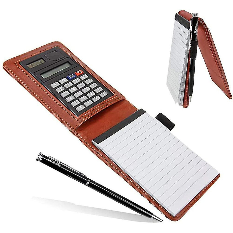 A7 Pu Leather Cover Journal Notebook With Calculator Handy Pocket Notebook With