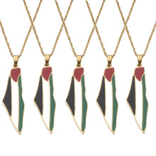 (1-10pcs Palestine Flag Map Necklace Pendant 50cm Chain Palestinian 2023) 1-10pcs Palestine Flag Map Necklace Pendant 50cm Chain Palestinian 2023