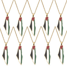 (1-10pcs Palestine Flag Map Necklace Pendant 50cm Chain Palestinian 2023) 1-10pcs Palestine Flag Map Necklace Pendant 50cm Chain Palestinian 2023