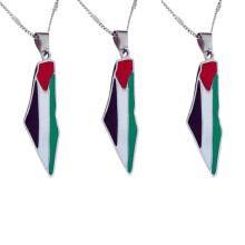 (1-10pcs Palestine Flag Map Necklace Pendant 50cm Chain Palestinian 2023) 1-10pcs Palestine Flag Map Necklace Pendant 50cm Chain Palestinian 2023