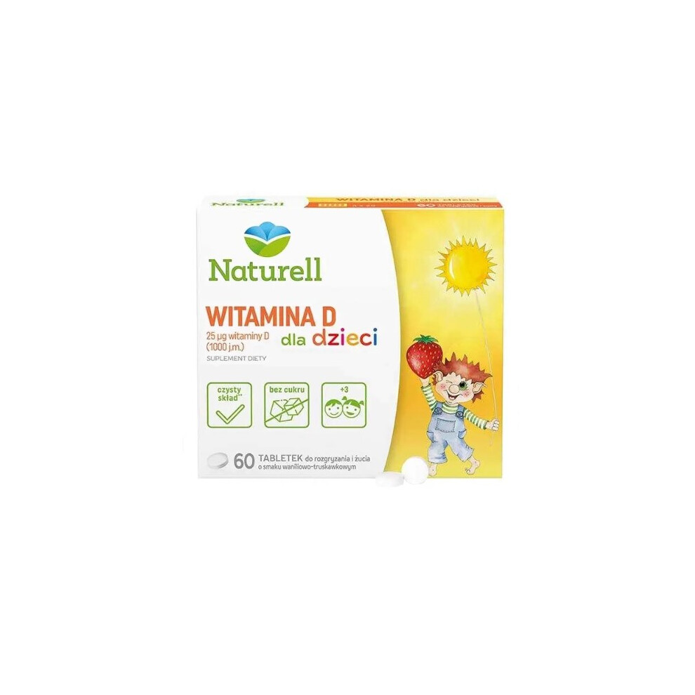NATURELL VitaminD Children vanilla-strawberry flavor-60chewable tablets