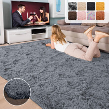 (Grey, 60 x 110 Cm) Large Shaggy Fluffy Rugs Anti Slip Soft Carpet for Luxury Floor Area Bedroom Living Dining Room