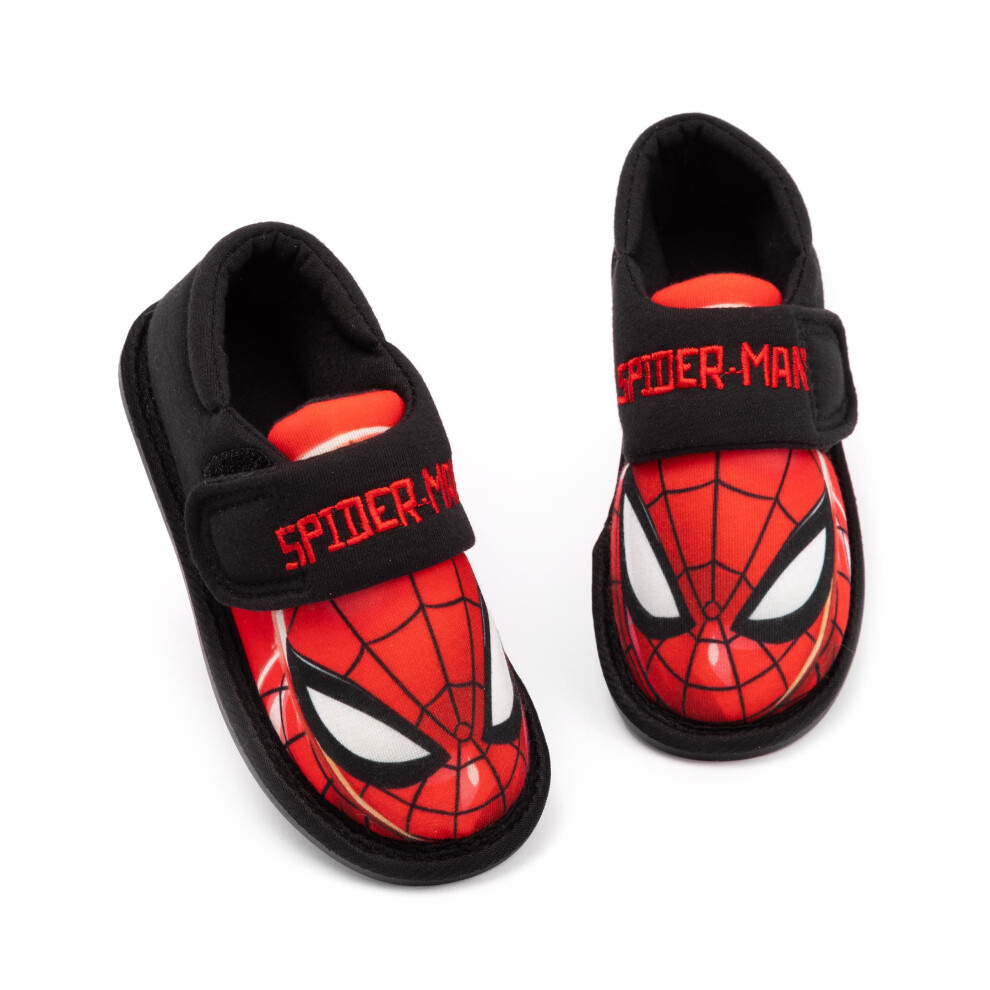 (UK Child 8) Marvel Spider-Man Slippers Boys Kids Superhero House Shoes Loafers