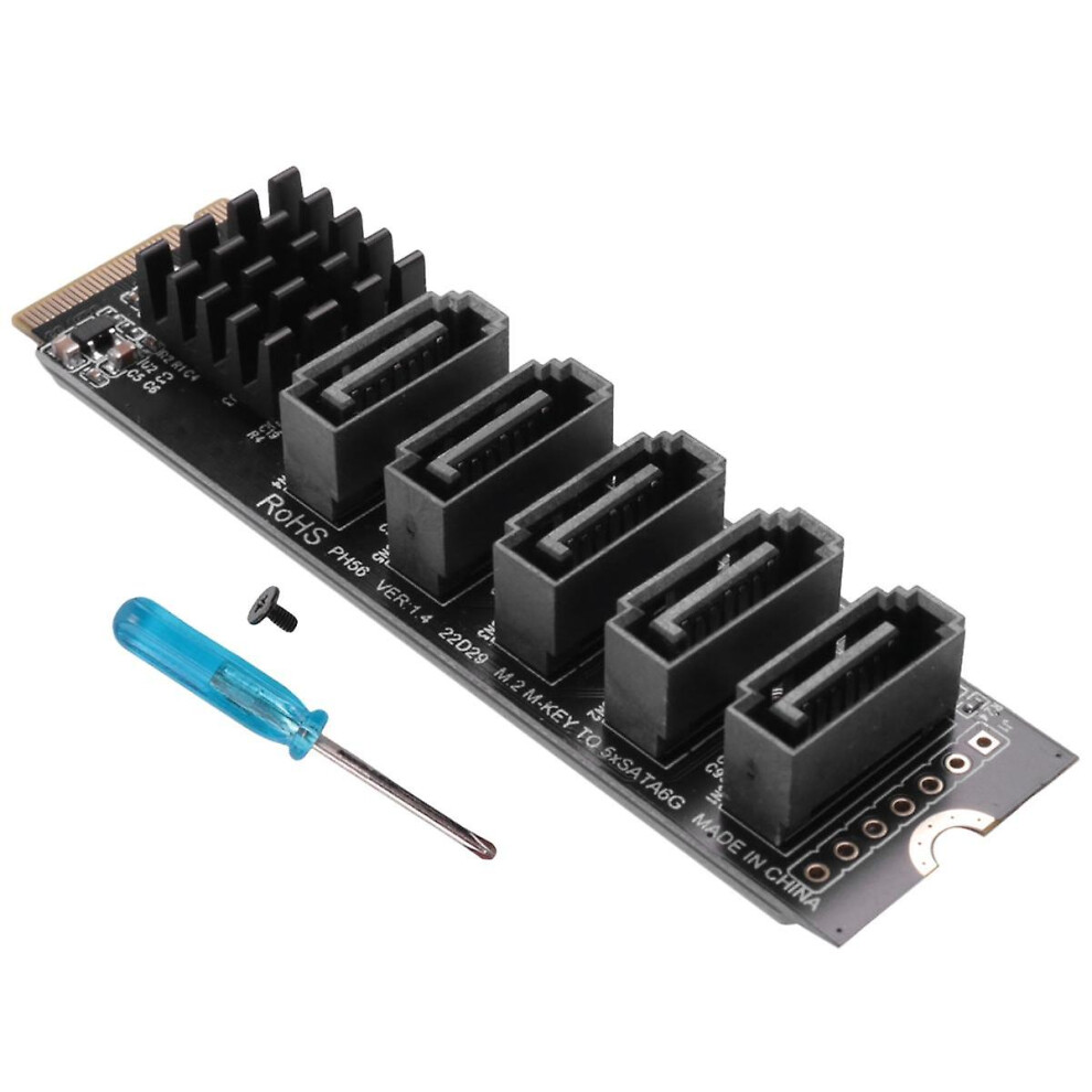 M.2 To Ngff 5 Ports Sata3.0 Adapter Card Jmb585 M.2 Key M Sata3.0 Expansion Card For Pc Laptop 6909589479730