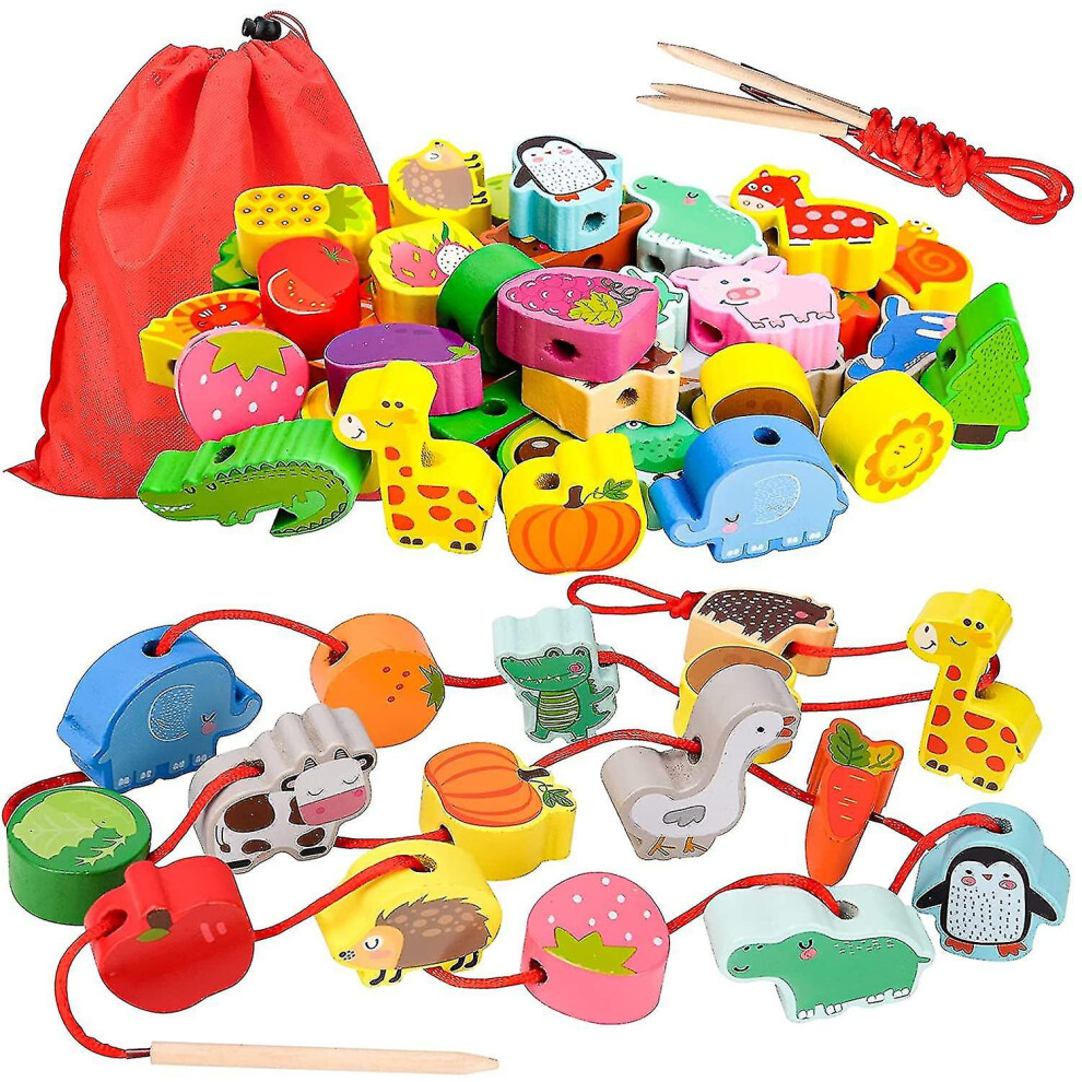 Toddlers Wooden Learning Threading Toys