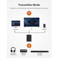 Bluetooth 5.0 Transmitter/receiver, Taotronics 2-in-1 Wireless 3.5mm Audio Adapter (aptx Low Latency)