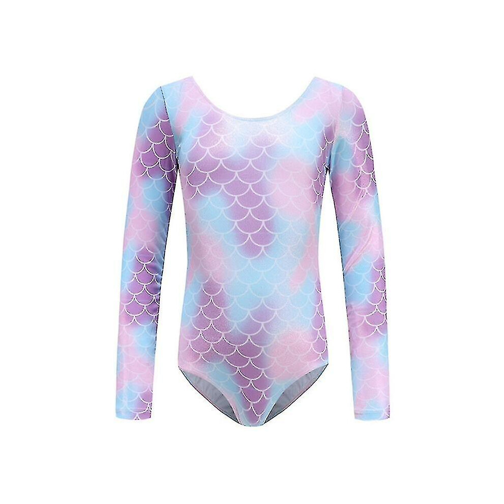 (C, 165CM) Kids Ballet Gymnastics Suit Long Sleeve Leotards Dance Practice Clothes Girls Diamond Bodysuit Dance Costumes