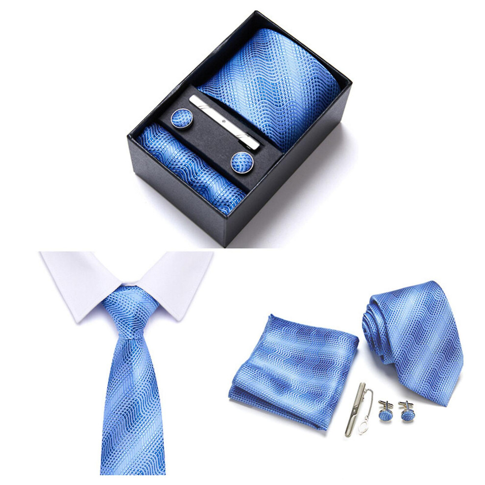 Ties For Men 6pcs Set With Pocket Square Cufflink And Tie Clip