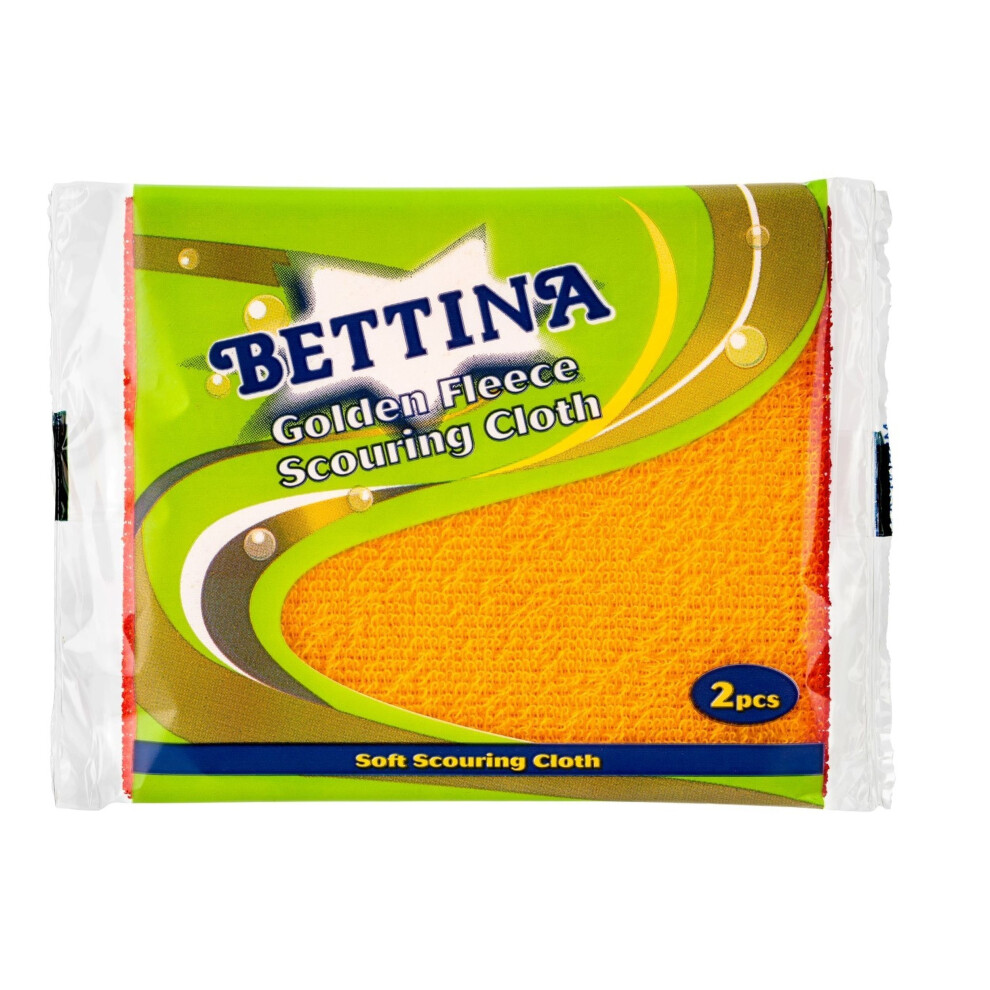 2 Bettina Golden Fleece Scouring Cloths Washing Up Scrubbing Cloths