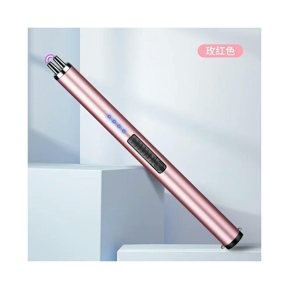 (pink) Double Arc Outdoor Portable Pulse Ignition Gun Gas Stove Candle BBQ Cooking Kitchen Lighter USB Electronic Lighter