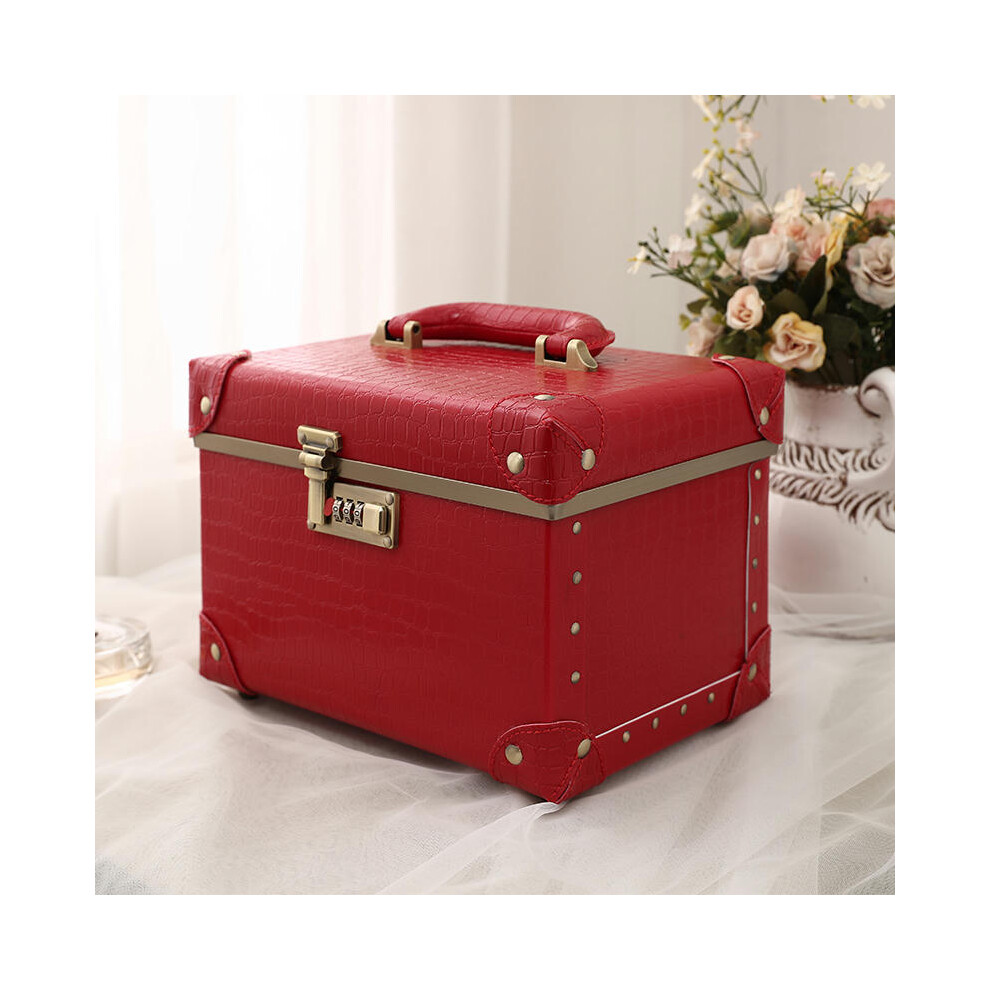 (Crocodile pattern red (10 inches)) Net Red INS Wind Superfire Makeup Box Practice With A Large Capacity Storage Box Tattoo Toolbox Korean Version Of