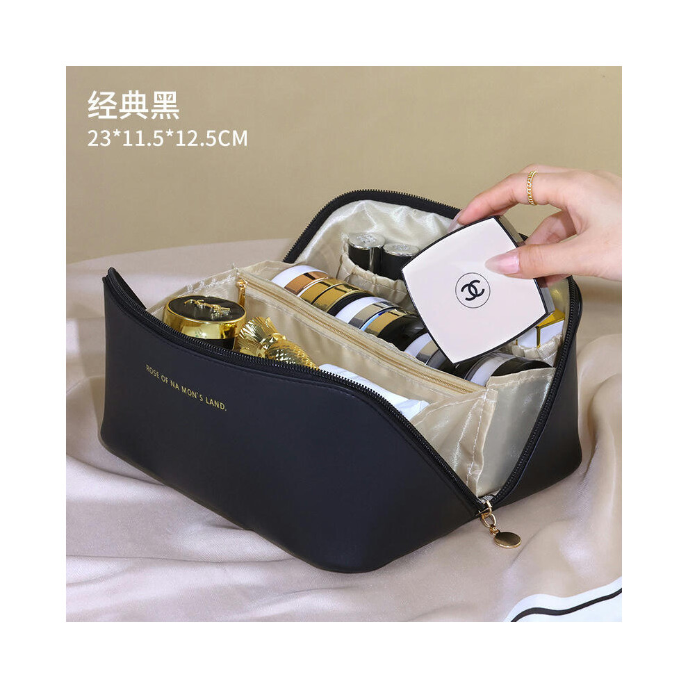 (Classic black) PU Pippi Cloud Pillow Makeup Bag Large -Capacity Practice Makeup Box Travel Bring Portable Makeup Bag Wholesale