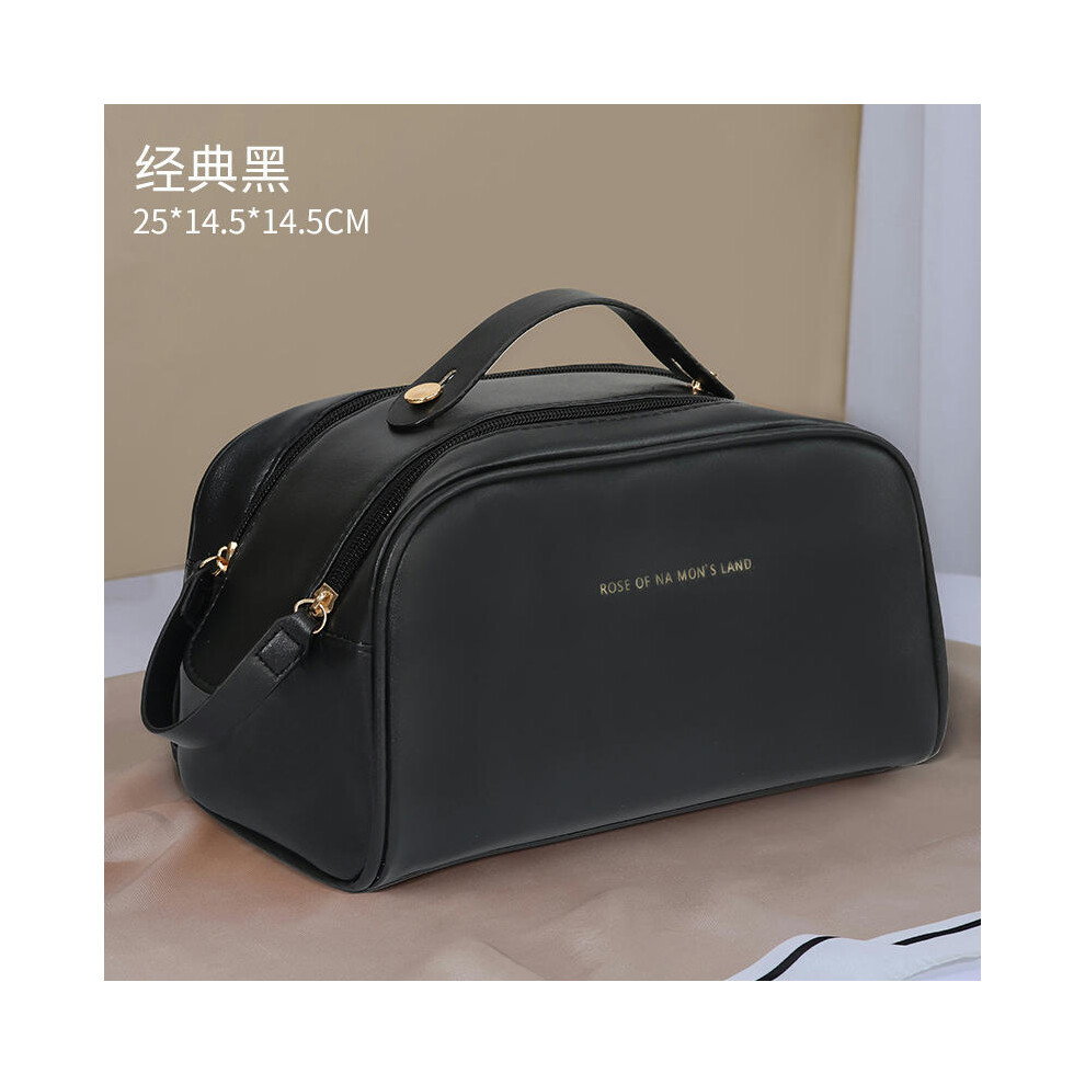 (Double pull bag-classic black) PU Pippi Cloud Pillow Makeup Bag Large -Capacity Practice Makeup Box Travel Bring Portable Makeup Bag Wholesale