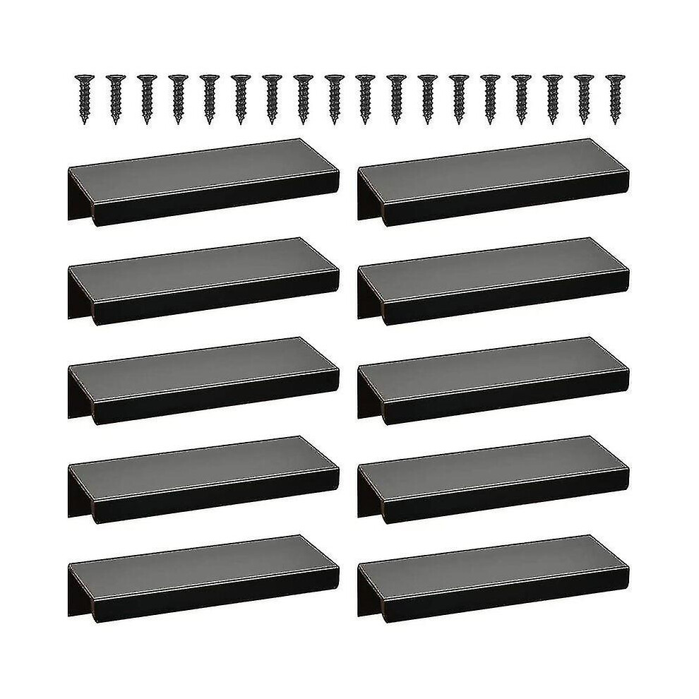 10Pcs Kitchen Cabinet Drawer Cabinet Handle, Curved Drawer Handle Door Handle, Concealed Cabinet Handle Wardrobe Handle (128Mm, Black) 6909589490964