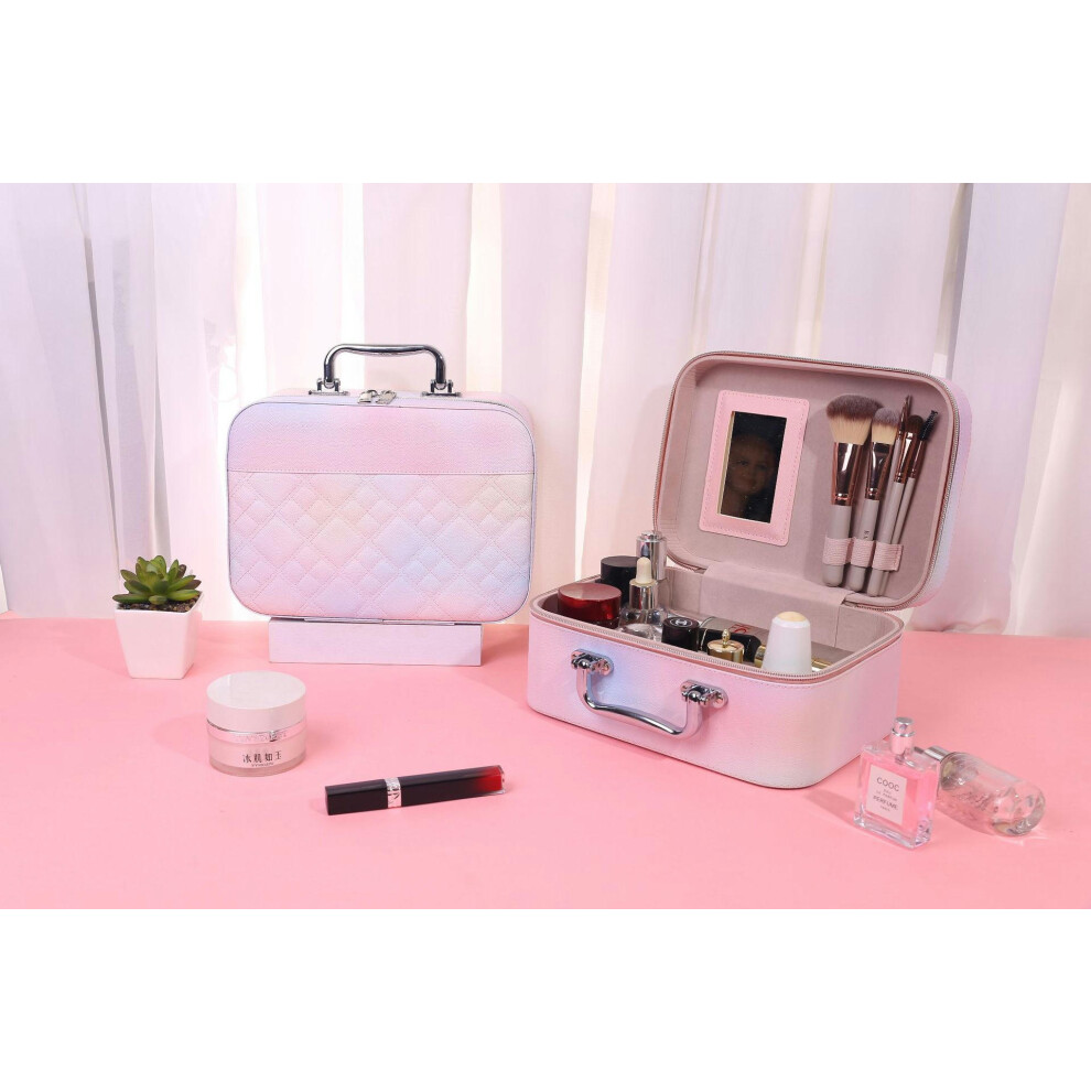 (8011 Phantom Embroidery Small Labor Small Tips) Internet Celebrity Explosion Large And Small Makeup Box Large -Capacity Portable Cosmetics Storage Bo