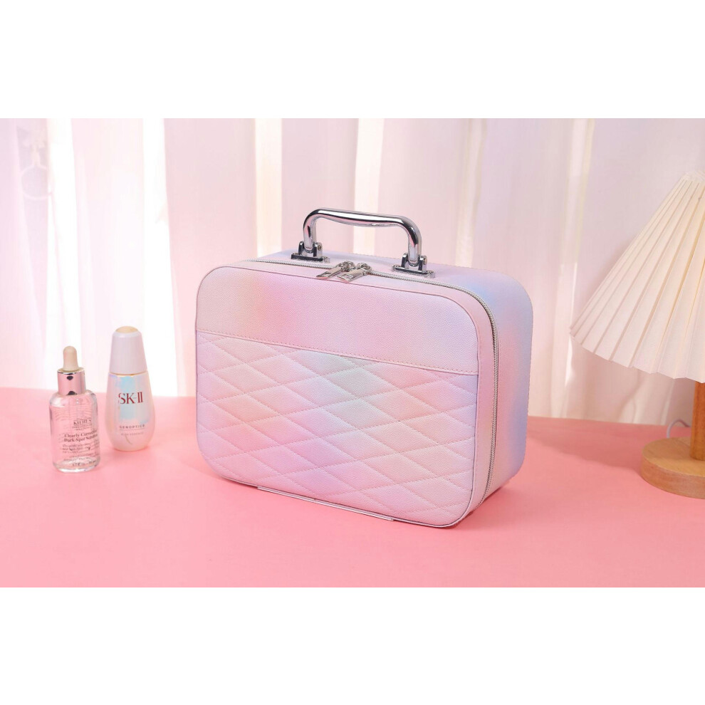 (8011 Phantom Embroidery Lingling Large) Internet Celebrity Explosion Large And Small Makeup Box Large -Capacity Portable Cosmetics Storage Box Skin C