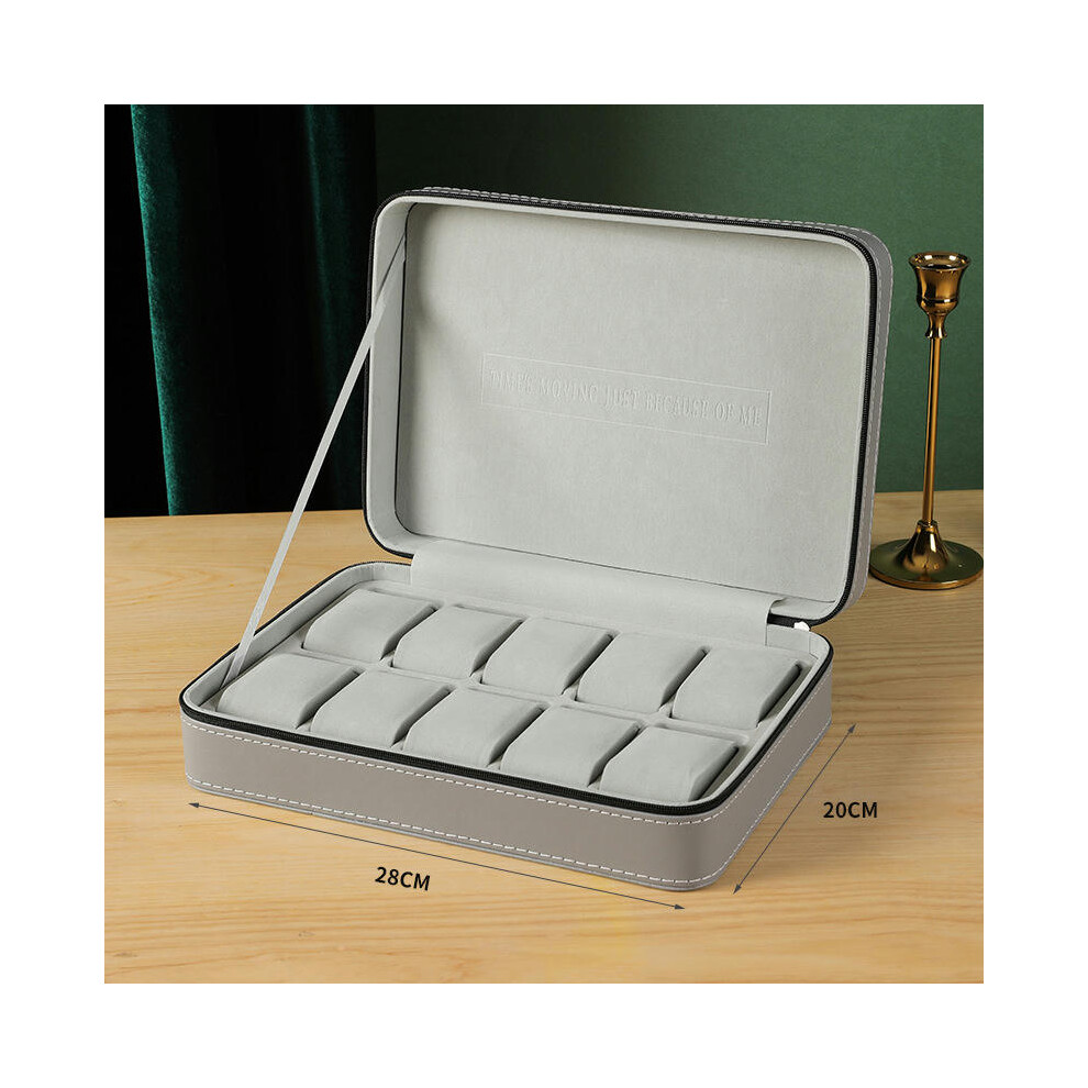 (Gray 10 -digit watch pillow bag, standard) Portable Dust Watch Storage Box Zipper Watch Box Watch Jewelry Box Simple Leather Bracelet Display Box