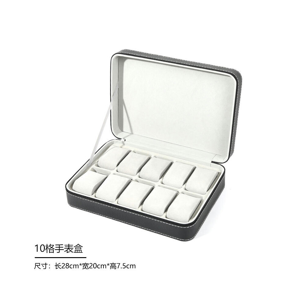 (Black 10 -bit watch pillow bag, standard) Portable Dust Watch Storage Box Zipper Watch Box Watch Jewelry Box Simple Leather Bracelet Display Box