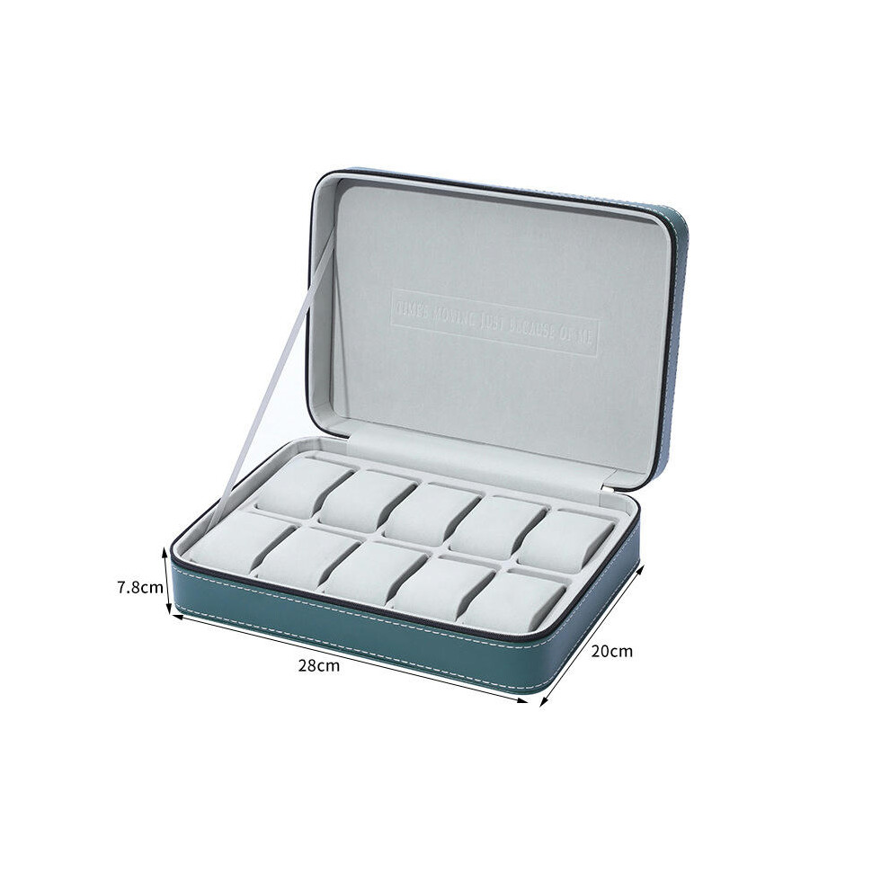 (Green 10 -bit watch pillow bag, standard) Portable Dust Watch Storage Box Zipper Watch Box Watch Jewelry Box Simple Leather Bracelet Display Box