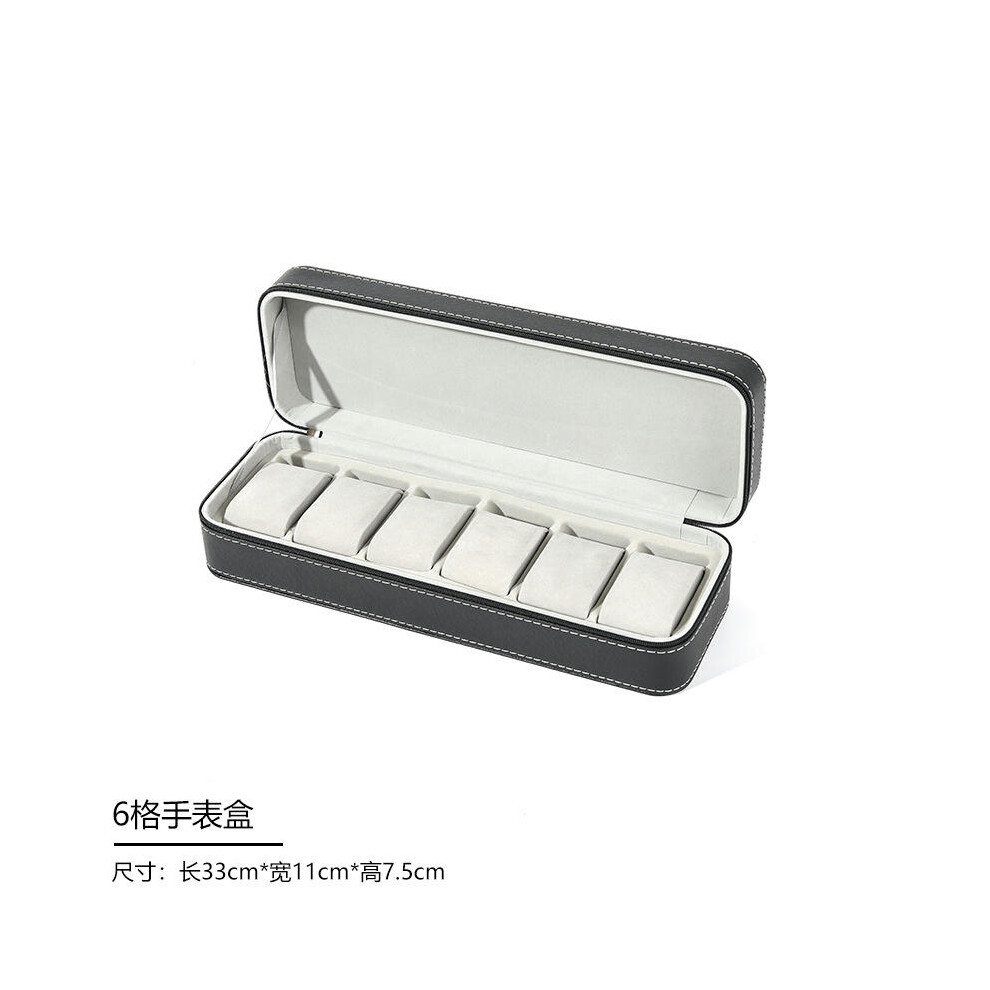 (Black 6 -bit watch pillow bag, standard) Portable Dust Watch Storage Box Zipper Watch Box Watch Jewelry Box Simple Leather Bracelet Display Box