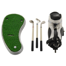 Golf Pens With Golf Bag Holder,novelty Gifts With 3 Pieces Aluminum Pen Office Desk Golf Bag Pencil Holder