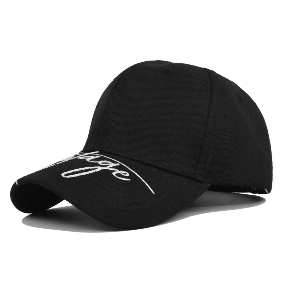 Veishet (Black) Embroidered Cotton Duck Tongue Baseball Cap Fashionable Leisure Hat Hard Top Hat Black