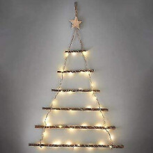 Christmas Lit Twig Wall Tree 40 Warm White Led Lights Battery Operated Hanging Xmas Wall Decoration