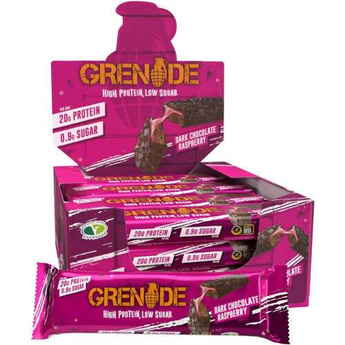 Grenade Grenade High Protein Low Sugar Bar  Dark Chocolate Raspberry 12 x 60 g