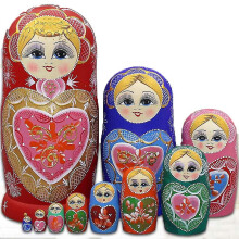 10 Layers Wooden Matryoshka Kids Russia Nesting Dolls Handpainted Stacking Toy