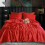 (RED, SINGLE) ROOEE Satin Silk Complete Bedding Set - 6 PCS 1