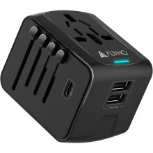 AUNNO Universal Travel Adapter, International Travel Plug Adapter with 1 USB C and 2 USB Ports, All in One Worldwide Plug Adaptor UK USA EU Australia