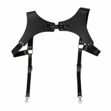 (Black) Leathers Vest Straps Braces Suspender Men Harness Punk Strap Chest Shoulder Belt