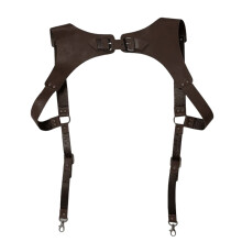 (brown) Leathers Vest Straps Braces Suspender Men Harness Punk Strap Chest Shoulder Belt