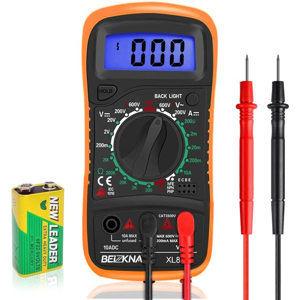 Beizkna Digital Multimeter Voltmeter Battery Voltage Multi Tester AC DC Volt OHM Amp Current Meter Continuity Circuit Resistance Diode Ammeter tester