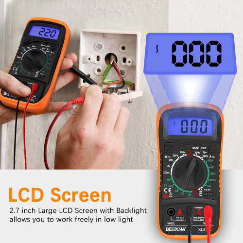 Beizkna Digital Multimeter Voltmeter Battery Voltage Multi Tester AC DC Volt OHM Amp Current Meter Continuity Circuit Resistance Diode Ammeter tester 1