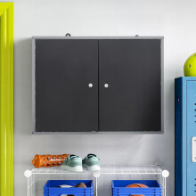 2 Doors Black Metal Wall Mounted Key Lockable Pegboard Tool Cabinet