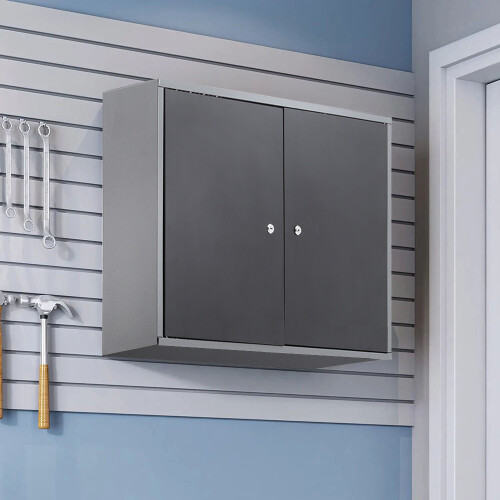 Living And Home 2 Doors Black Metal Wall Mounted Key Lockable Pegboard Tool Cabinet 1