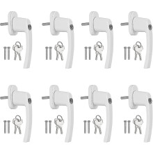 (Gray, 8PCS) Aluminium Window Handle, Lockable Security Window Handle, Window Lock, Child Safety Lock With Pin Length 35 Mm, Keyed Alike Windows Balcony Door Handl