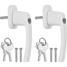 (White, 2PCS) Aluminium Window Handle, Lockable Security Window Handle, Window Lock, Child Safety Lock With Pin Length 35 Mm, Keyed Alike Windows Balcony Door Handl