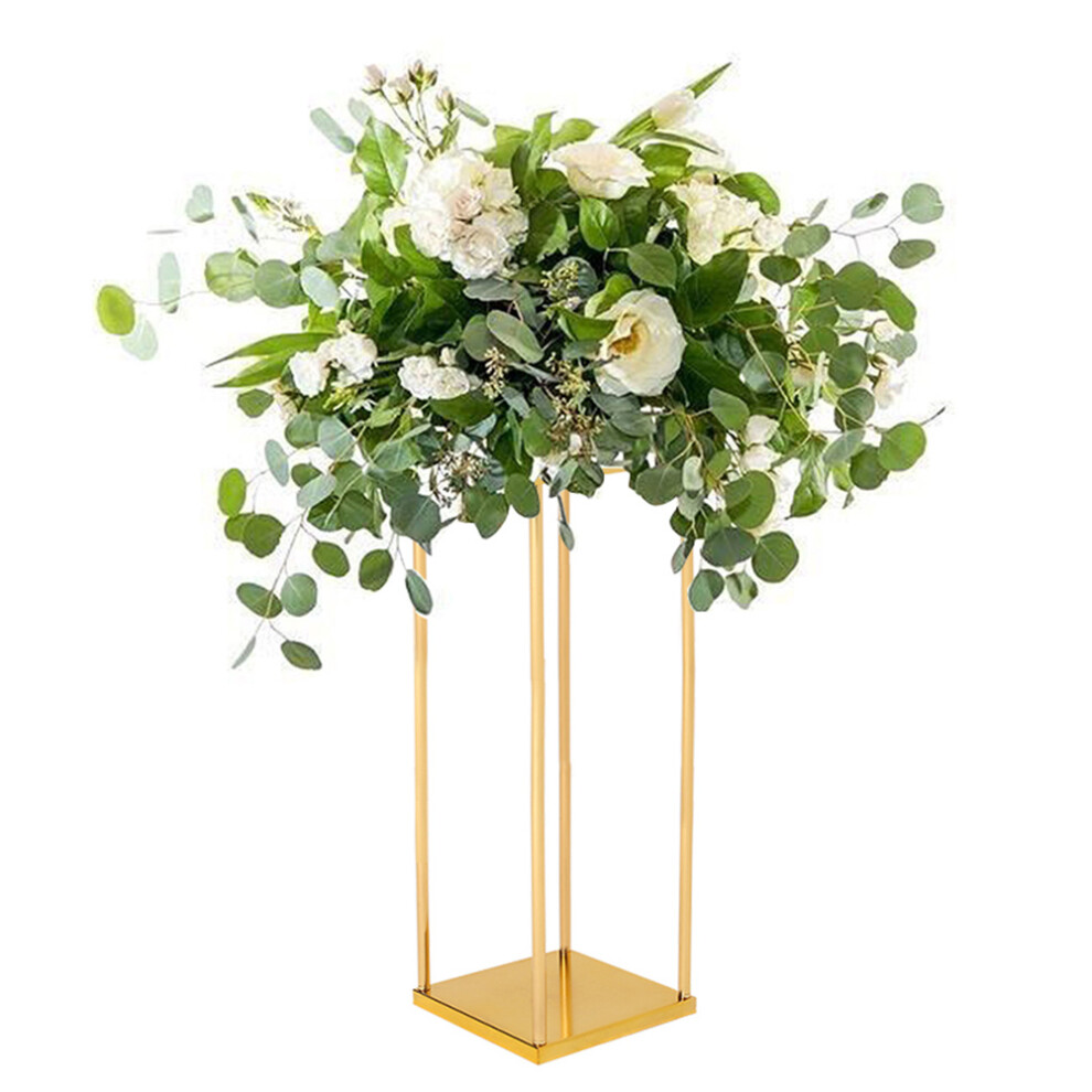 (25cm W x 25cm D x 60cm H) Gold Metal Flower Stand for Wedding Table Centerpieces