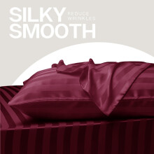 (Burgundy, Pillowcases Pair) Luxury Duvet Set Stripe Duvet Quilt Cover Bedding Set with Pillowcases