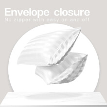 (White, Pillowcases Pair) Luxury Duvet Set Stripe Duvet Quilt Cover Bedding Set with Pillowcases