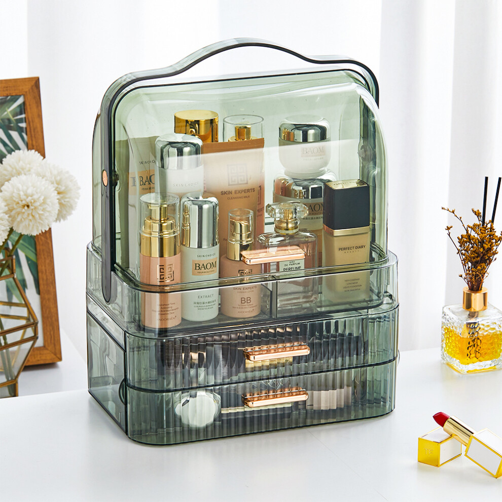 (Transparent Green) Portable Dustproof Cosmetic Lipstick Skincare Storage Organizer