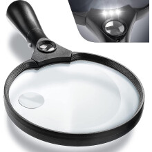 Extra Large Led Handheld Magnifying Glass With Light - 2x 4x 25x Lens Zoom Lightweight Shatterproof Magnifiers