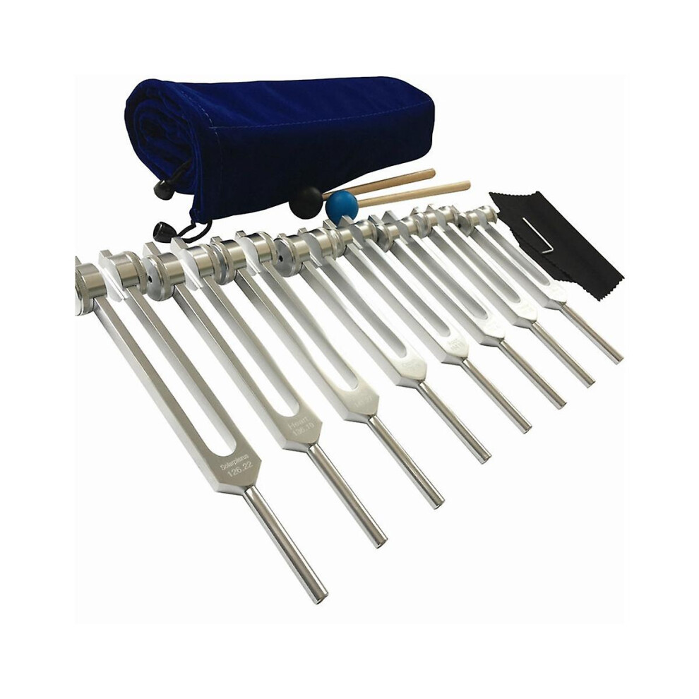 Chakra Tuning Fork Set For Healing, 8 Pieces Silver Chakra Tuning Fork For Meditation