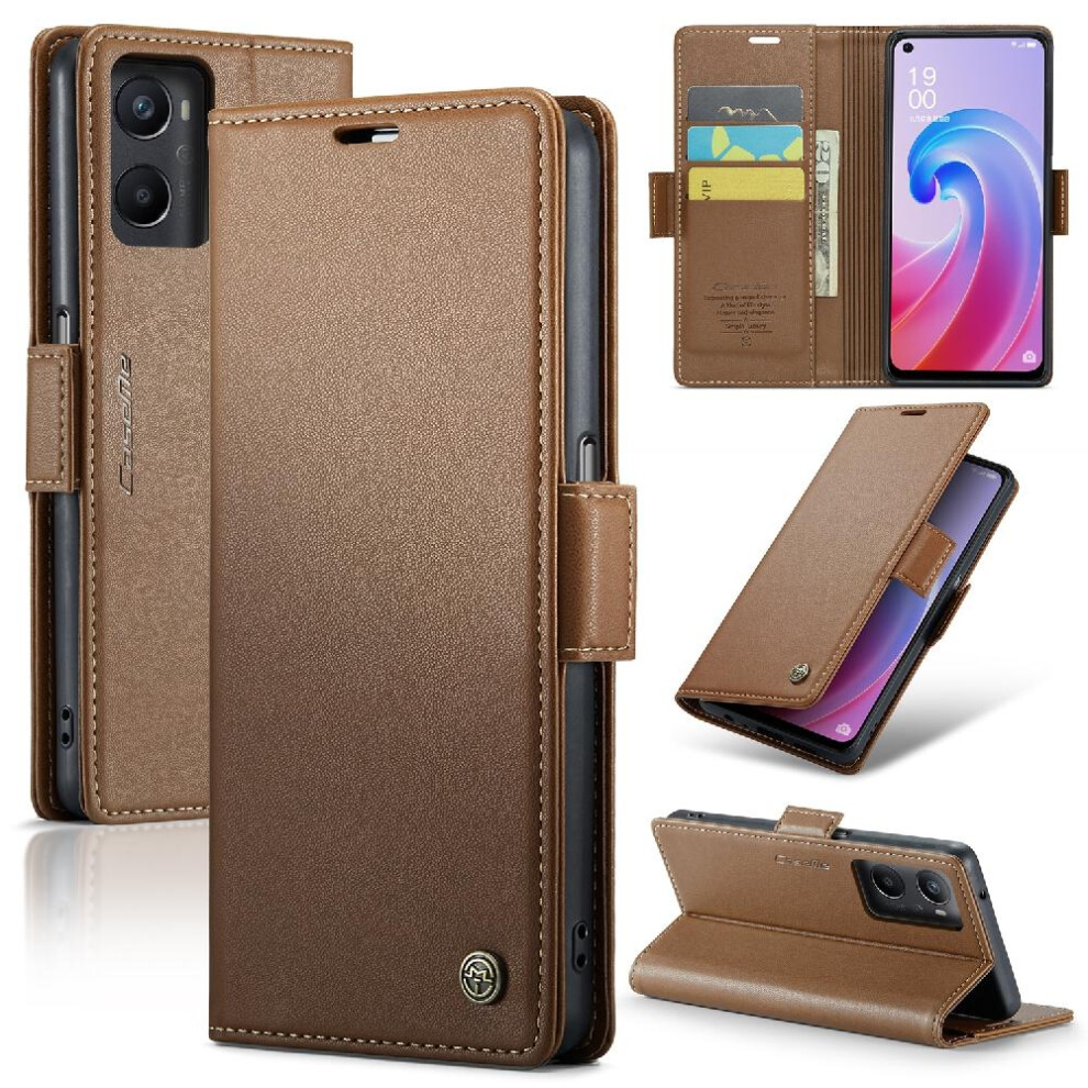 (Brown) Caseme Case For Realme 9I 4G Kickstand Shockproof Case Anti Fraud Card Slot Wallet Case Brown 764762659820