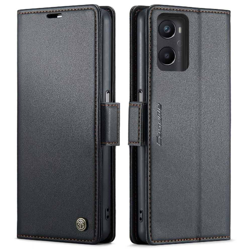 (Black) Caseme Case For Oppo A76 4G/A96 4G Anti Fraud Shockproof Case Kickstand Card Slot Wallet Case Black 764762659899