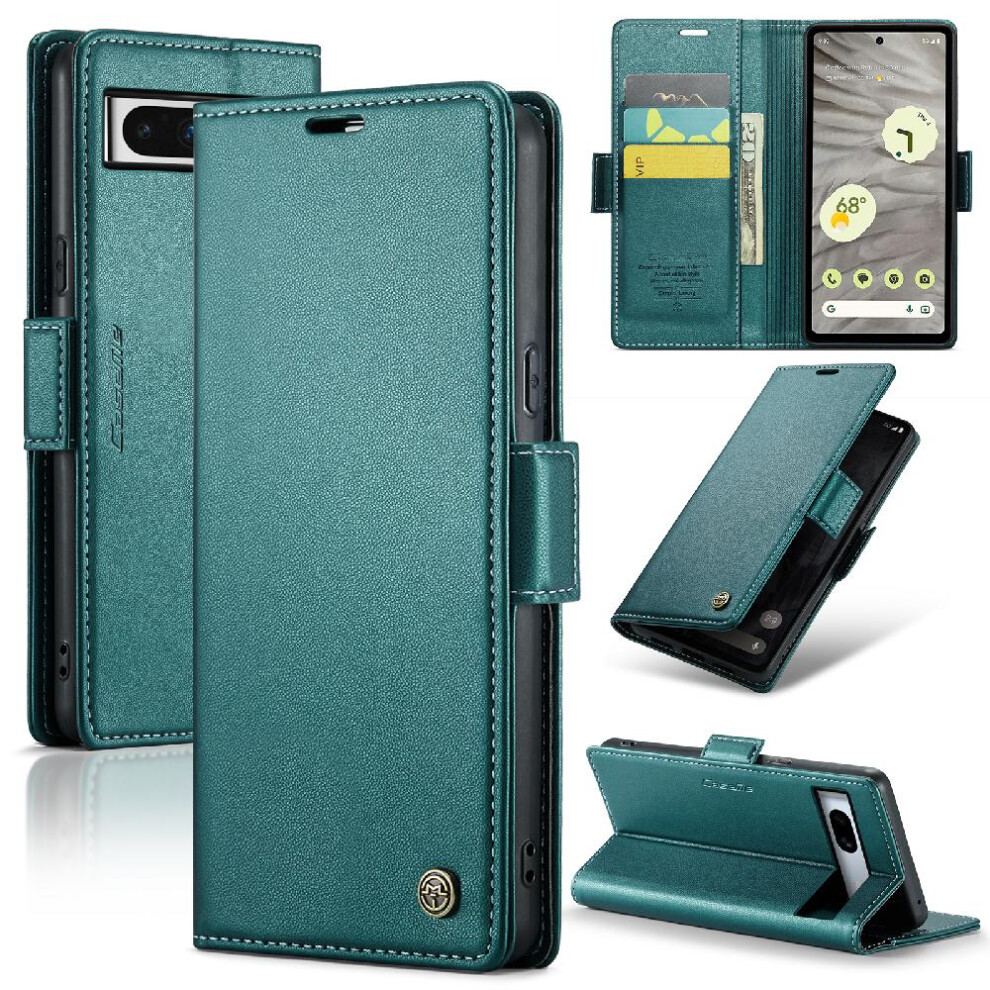 (Green) Caseme Case For Google Pixel 7A Wallet Case Anti Fraud Kickstand Card Slot Shockproof Case Green 764762660406