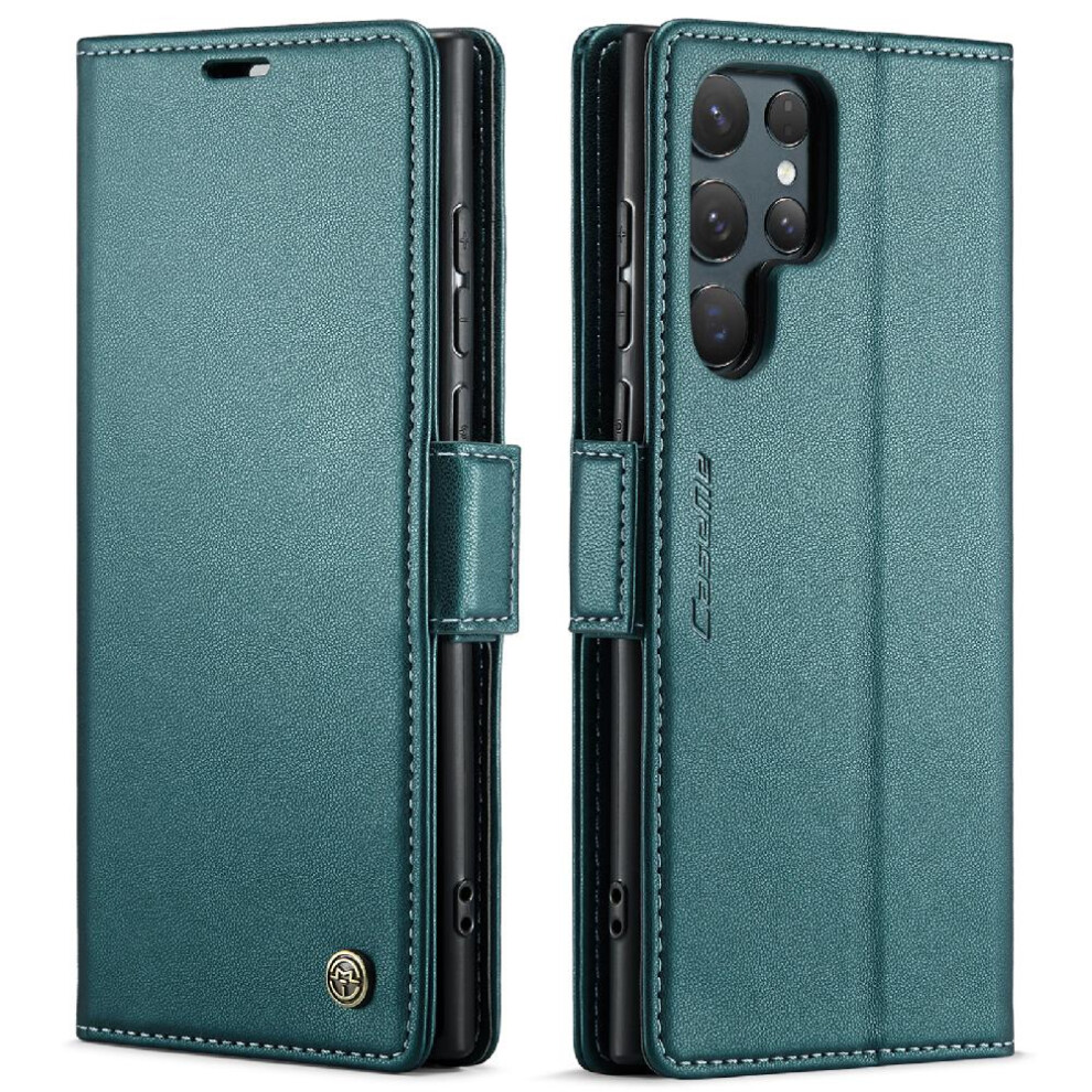 (Green) Caseme Case For Samsung Galaxy S24 Ultra Anti Fraud Shockproof Case Wallet Case Card Slot Kickstand Green 764762660581